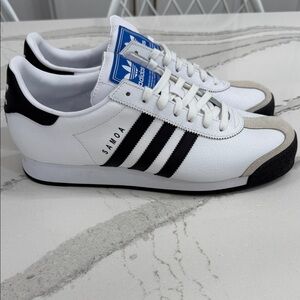 Adidas Samoa White with Black Stripes Men 11 1/2 US
